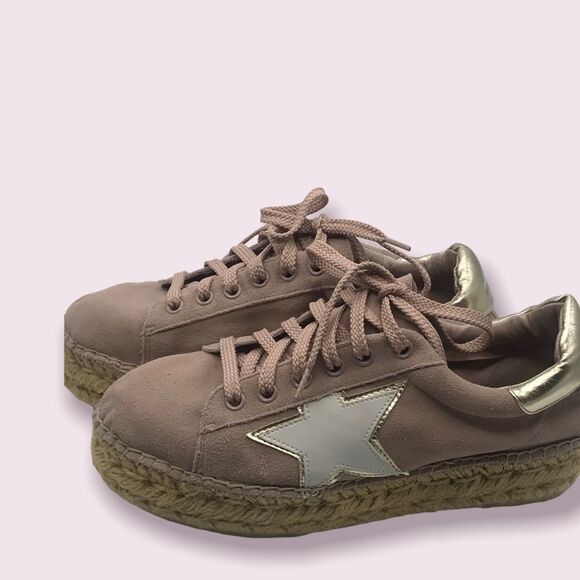 Steve Madden Pink Suede Platform Sneakers Espadrille Sole Size 7 Y - Picture 2 of 7